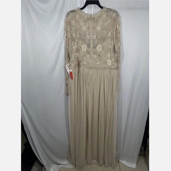 NWT $598 Mac Duggal [ 22 ] Embellished Illusion‎ High Neck Gown in Vanilla Cream - Picture 8 of 16